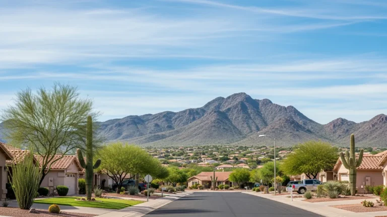 Avondale Arizona neighborhood with South Mountain in distance
