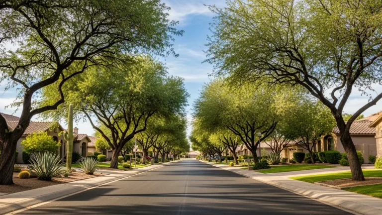 Tree-lined residential street in Chandler Arizona