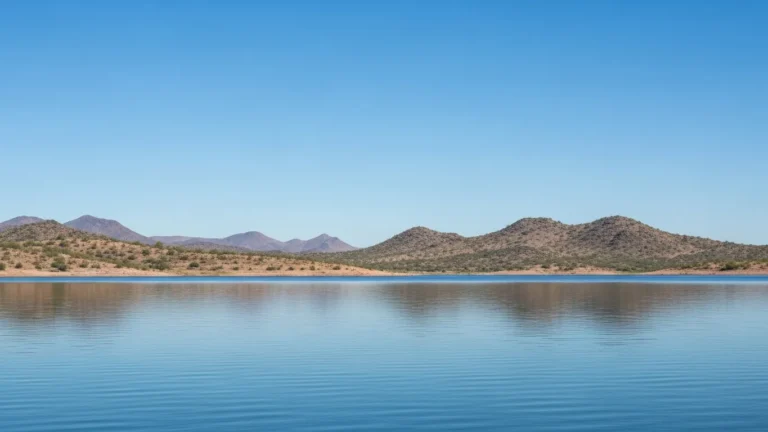 Lake Pleasant near Peoria Arizona with desert hills
