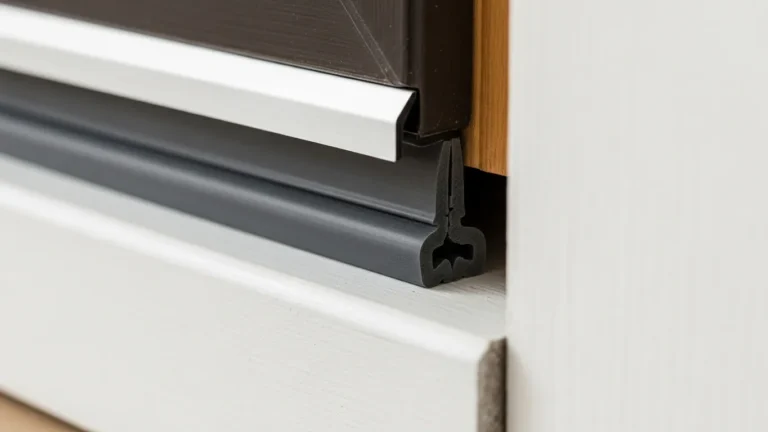 Weatherstripping and sealed gap at the bottom of an exterior door