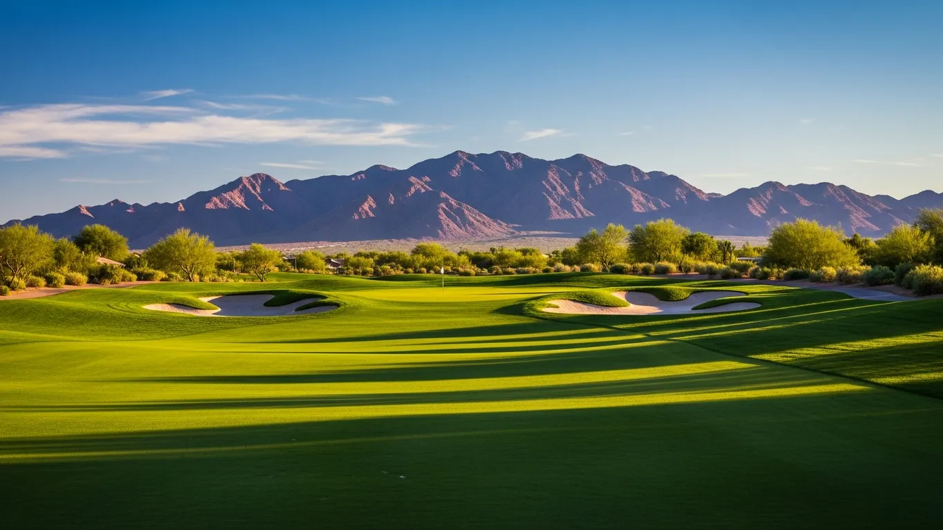 Sun City West golf course with White Tank Mountains